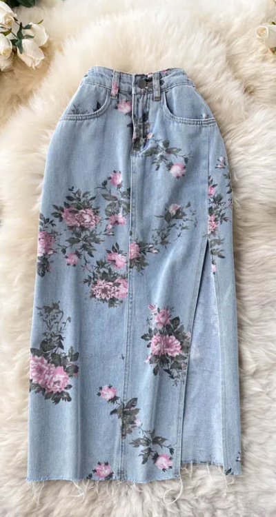 Floral Slit Skirt